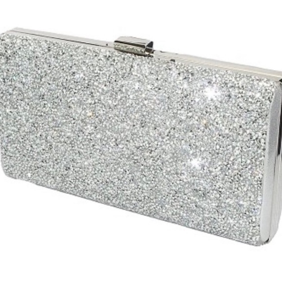 Silver Rhinestone Evening Clutch Bag with short and long strap - Picture 5 of 12